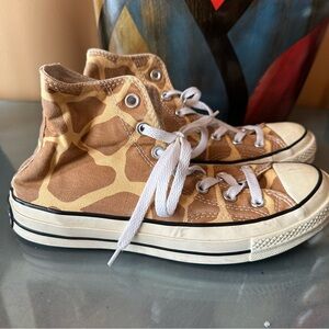 Converse High Top Sneakers in Tan Giraffe Print